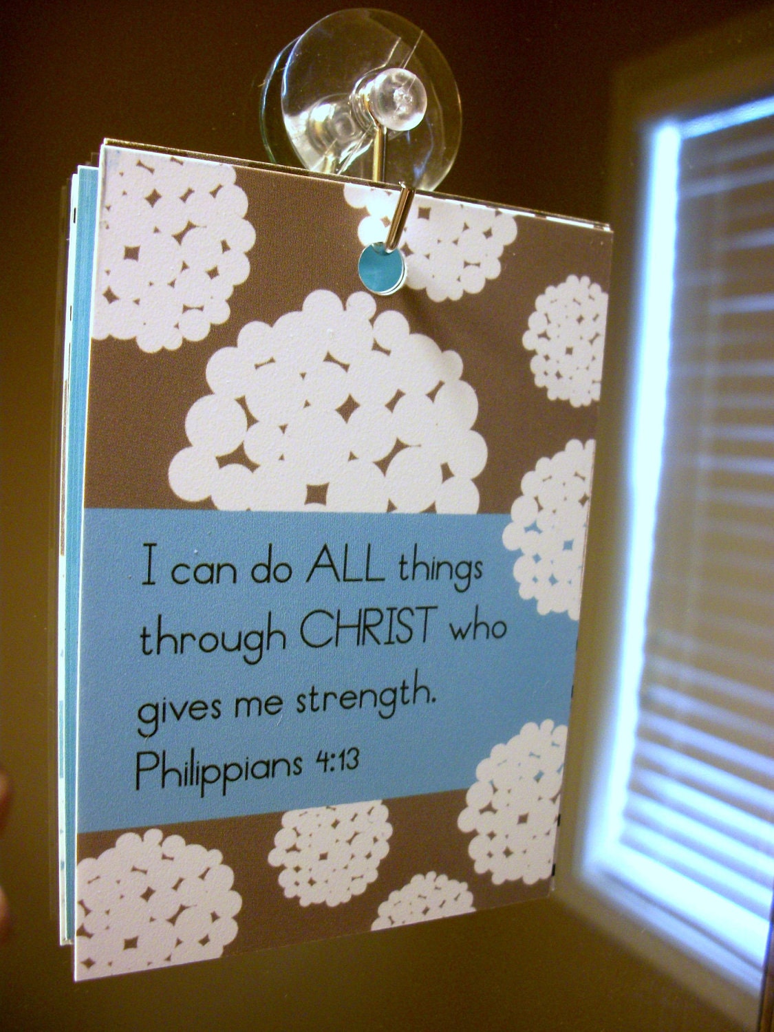 Scripture and encouragement for your mirror (Set 3). Includes suction hook. Start and end your day right.