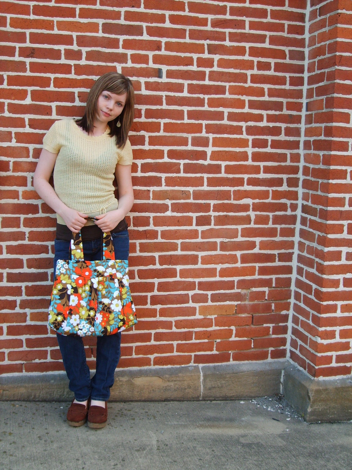 Brown Corduroy Owl Purse with Polka Dot Interior