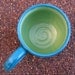 Zombies Ate My Brain Mug in Apple and Peacock 22 oz. Large Stoneware Pottery Coffee Mug