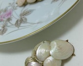 Vintage Signed Capri Light Pink Shell Earrings