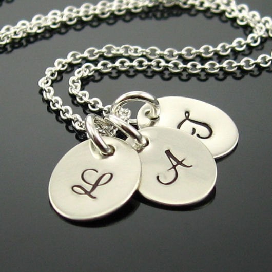 Initial Triple Oval Charm Pendant Necklace - Three Initial Pendants Personalized - Fashion Jewelry