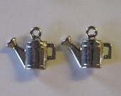 2 Silver Pewter Watering Can Charms (cc25)