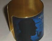 Vintage Style Brass Art Cuff Bracelet - Sherlock Holmes - The Game is Afoot