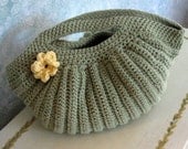 Crochet Purse Pattern Pleated Clam Shell Shape With Flower Trim PDF Easy To Make Resell Finished