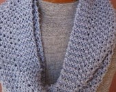 Knitted periwinkle blue cotton/ sparkle cowl/circle/infinity scarf
