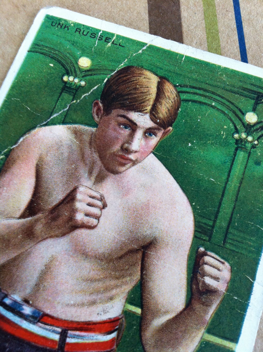 vintage boxing trading card - 1918-  Unk Russell - Hassan