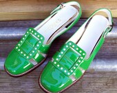 Vintage 60s Super Mod Bright Green Flats 5.5