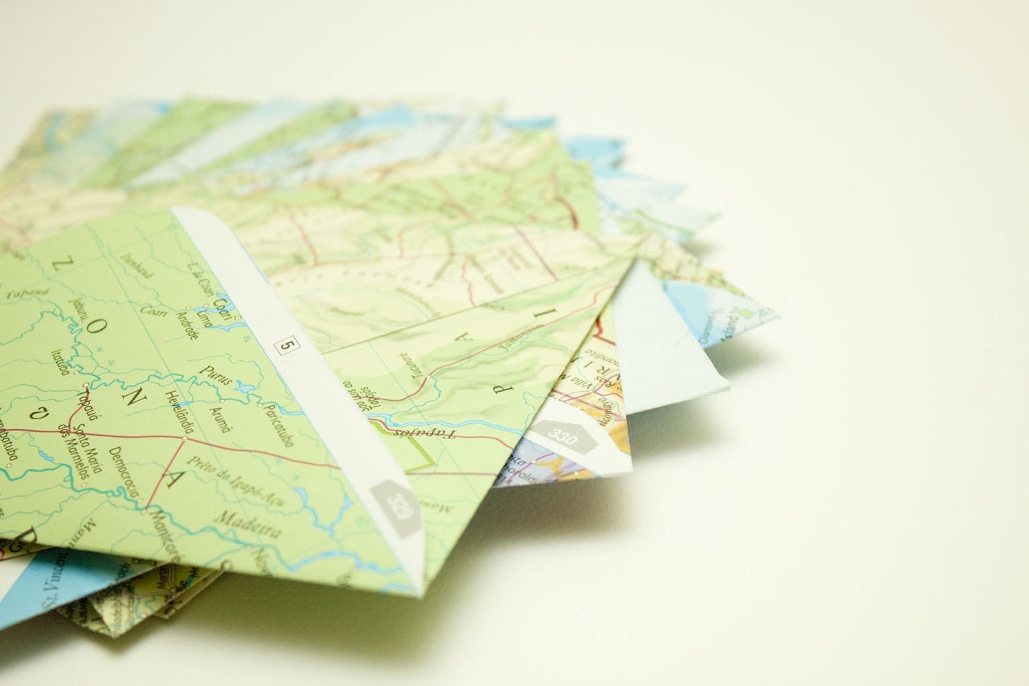 Upcycled atlas envelopes - Set of 10 - Size medium