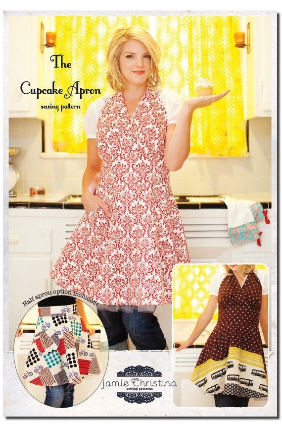 FREE SHIPPING WITH fabric purchase---the cupcake apron pattern by jamie christina sewing patterns