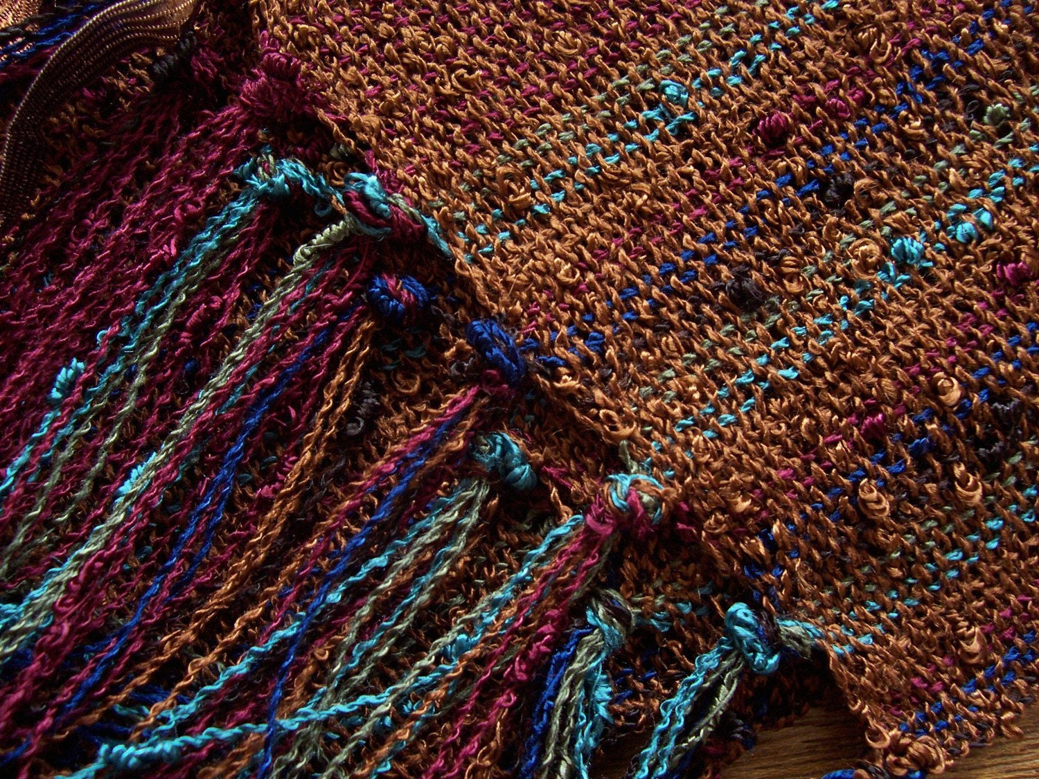 handwoven lightweight golden brown scarf