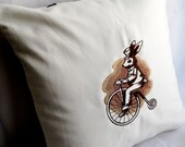 Bunny On A Bike Pillow Cover