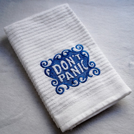 DON'T PANIC Hitchhiker's Towel - Royal Blue
