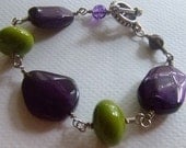 Lush Purple and Green Wirewrapped Bracelet