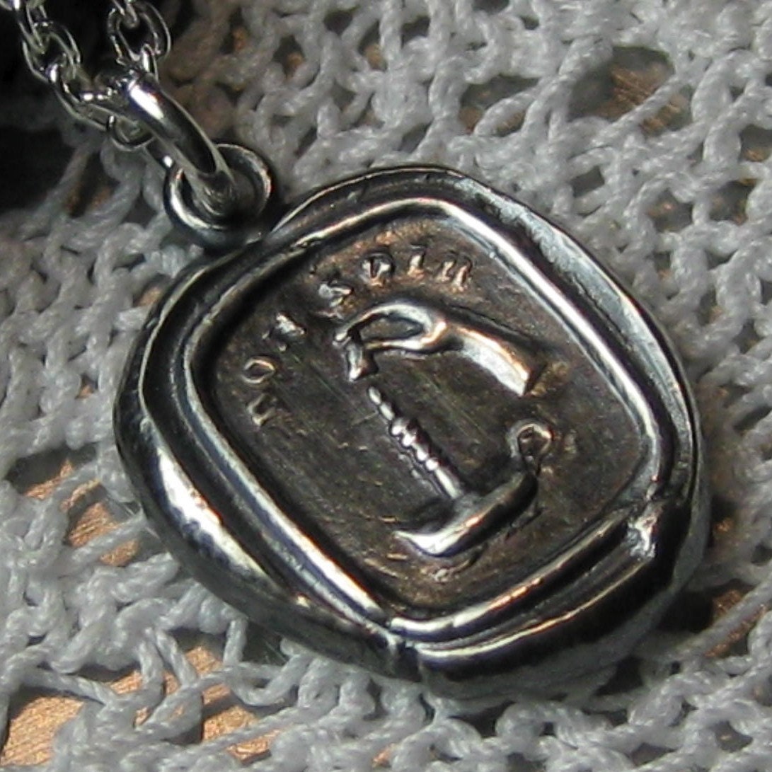 candle wax seal necklace charm...  bon soir... wax seal jewelry in fine silver