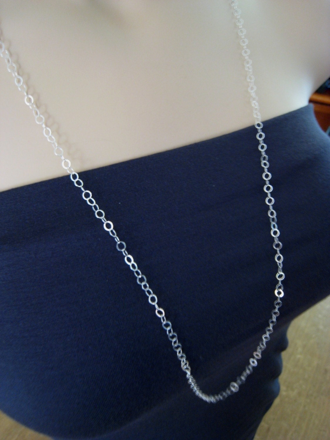 Delicate Long Silver Necklace, Long Silver Chain Necklace, Sterling Silver Long Necklace,  Irisjewelrydesign, Fashion