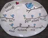For Mom  - Grandma - Teacher - Larger Blessings Dish - personalized with up to 12 birdies
