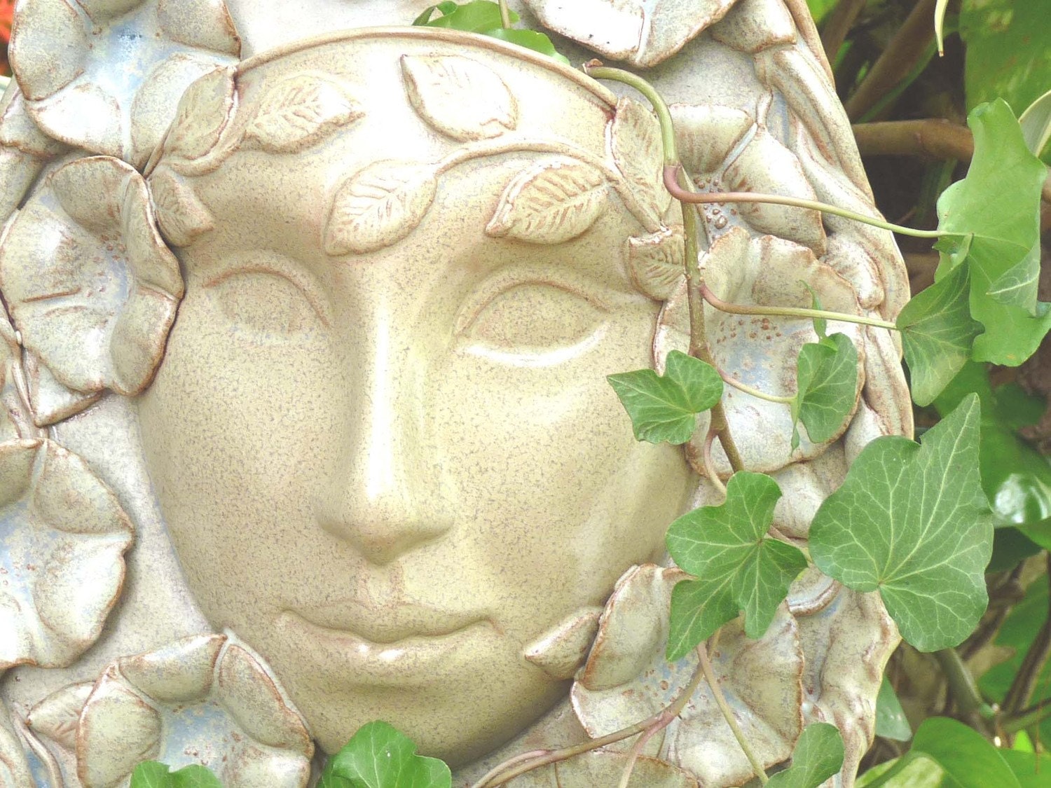 Goddess Ceramic Morning Glory Goddess Floral Face Planter For The Home or Garden, Floral Garden Goddess, Unique Handcrafted Pottery