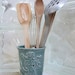 Mermaid Vase or Kitchen Utensil Holder Stoneware Pottery Emerald Green Perfect Decor for the Beach Cottage