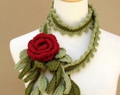 Wild Rose Scarf- Lariat-Red