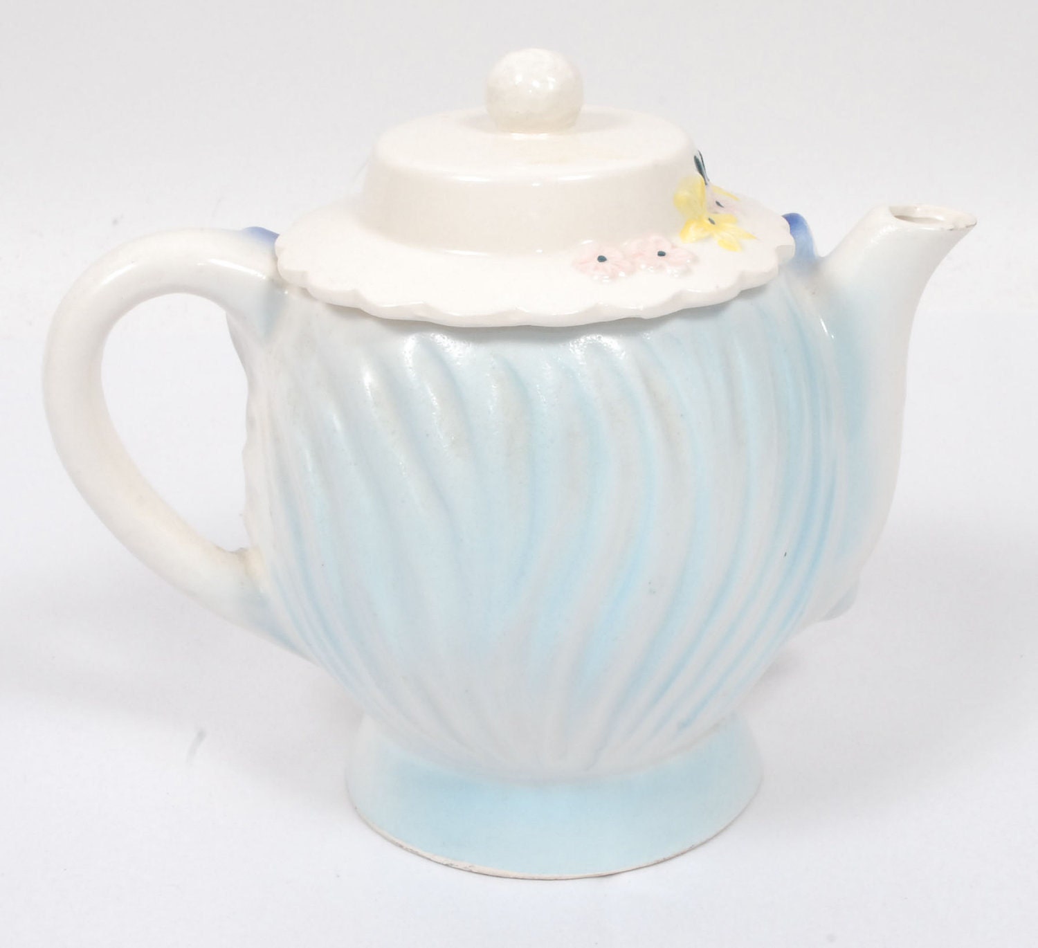 Vintage 50s Kitty Cat Teapot Pitcher Miss Priss Fenton Pink Blue