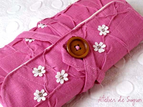 Needle Case Holder Organizer Interchangable Addi Knitpicks Knitting Needle Case in Textured Fuchsia Magenta Pink