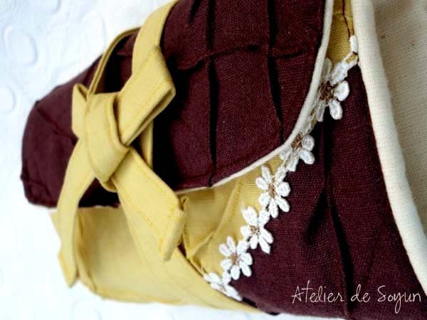 Large Needle Case Needle Holder Project Bag Knitting Needle Case in Mustard Eggplant
