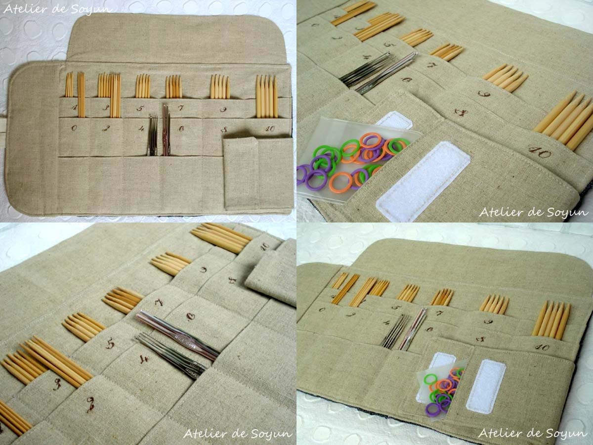Double Pointed Needle Case Needle Holder Craft Bag Knitting Needle Case DPN Case in Forest Green