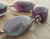 Purple Gemstone Bracelet, Fluorite, Chunky Stones, Wire Wrapped, Sterling Silver