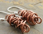 Copper Earrings, Twisted Wire, Antique Copper Wire, Non-Tarnish, Thick Twistie Beads