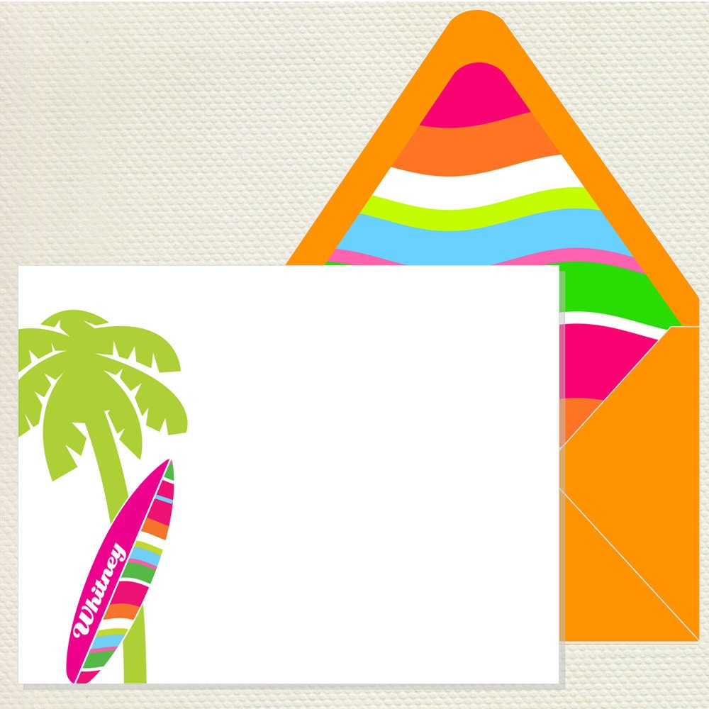 Surfer Girl Note Cards Personalized