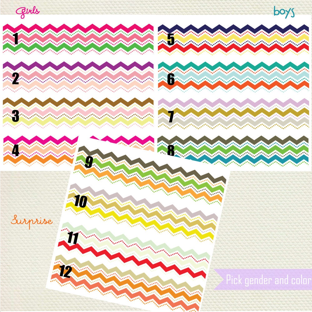 Chevron Stripes Baby Shower Invitations You Pick Design