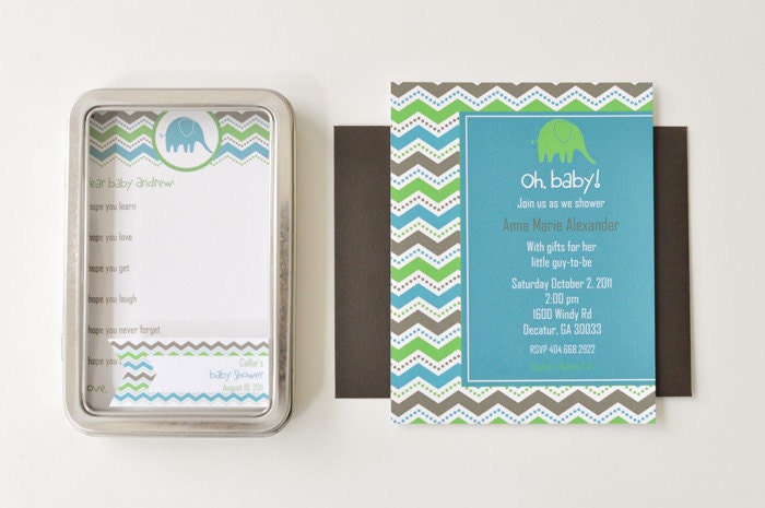 Chevron Stripes Baby Shower Invitations You Pick Design