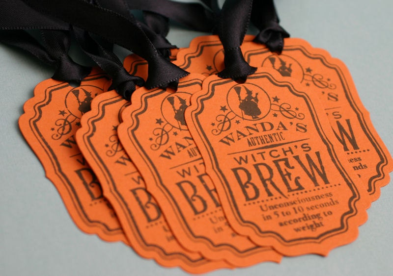 Witches Brew Halloween Tags - Set of 10 Orange