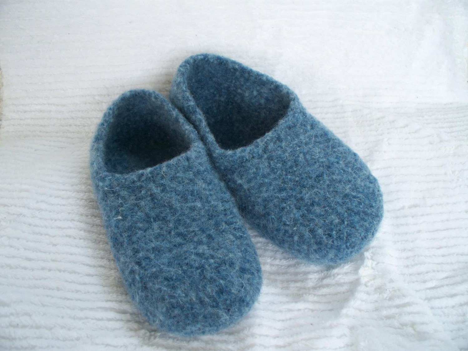 Felted Blue Wool Shoes Made to order in your size