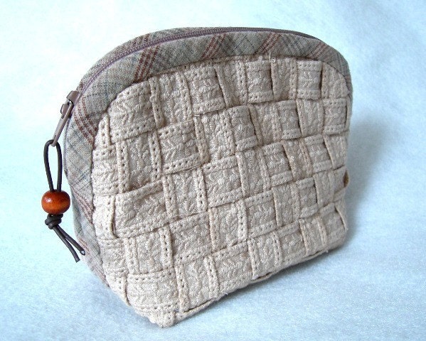 Tea Dyed Cream Beige Basketwoven Purse
