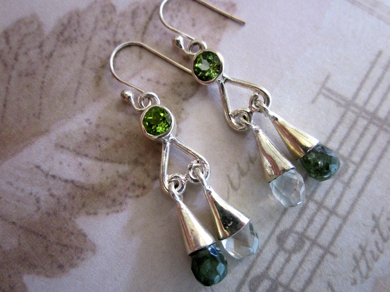 Gemstone & Sterling Earrings-Peridot, Aquamarine, Labradorite, Handmade