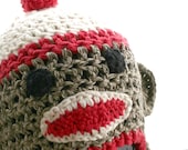 Sock Monkey Hat with Ear Flaps