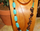 FUNKY ASYMETRICAL TURQUOISE TRIBUTE NECKLACE