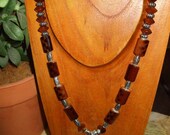 GORGEOUS BROWN AND SILVER OOAK ORIGINAL DESIGN NECKLACE