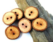 Wooden Buttons Reclaimed Oak Wood Handmade Wood Buttons Set of 6 by Hendywood