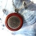Wooden  Necklace Pendant Redheart  Wood and Intaglio Pattern Button