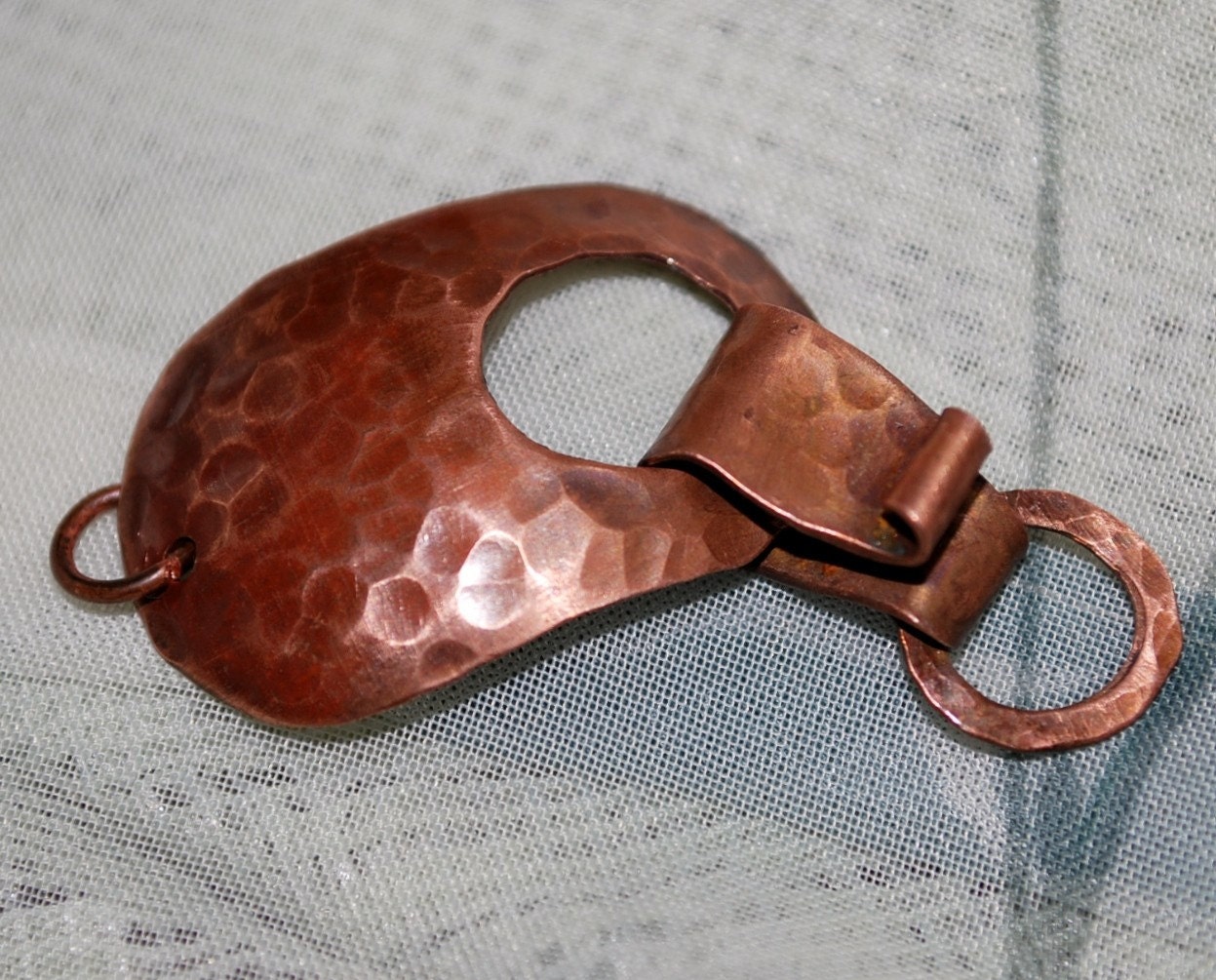 Textured and Hammered Artisan Hook Clasp in Copper