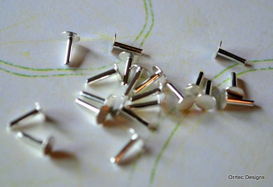 1/4" Flat Head Rivets....Sterling Silver 10 pieces - Free Shipping