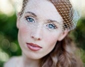 Bridal Birdcage Veil with Swarovski Rhinestone Edge Bandeau Style in Ivory or White