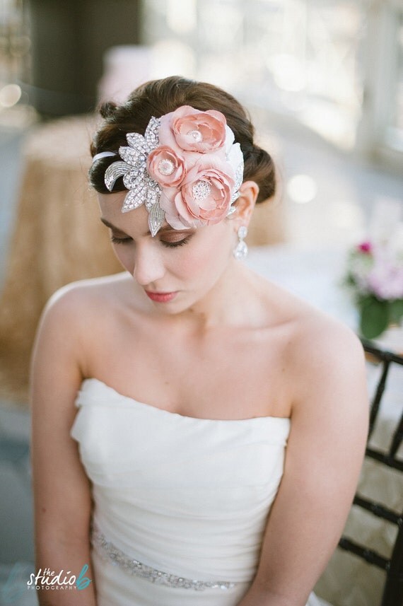 Blush Dupioni Silk Mini Hat with Sparkle As Seen On Style Me Pretty
