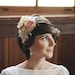 Blush and Ivory Dupioni Silk Mini Hat with Sparkle Handmade Floral Bridal Accessory