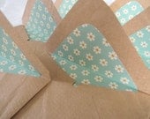 Brown Bag Little Flowers in Mint  Handmade envelopes and seals