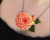 Coral Orange Rose Necklace