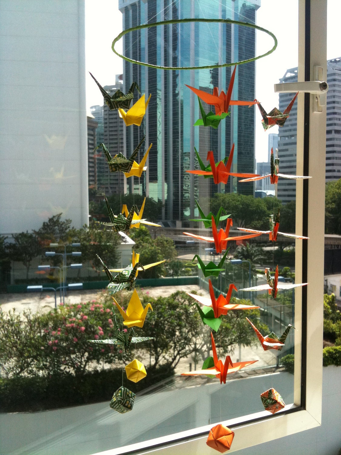 SALE 20% Off - Origami Crane Mobile - Yellow, Orange and Green