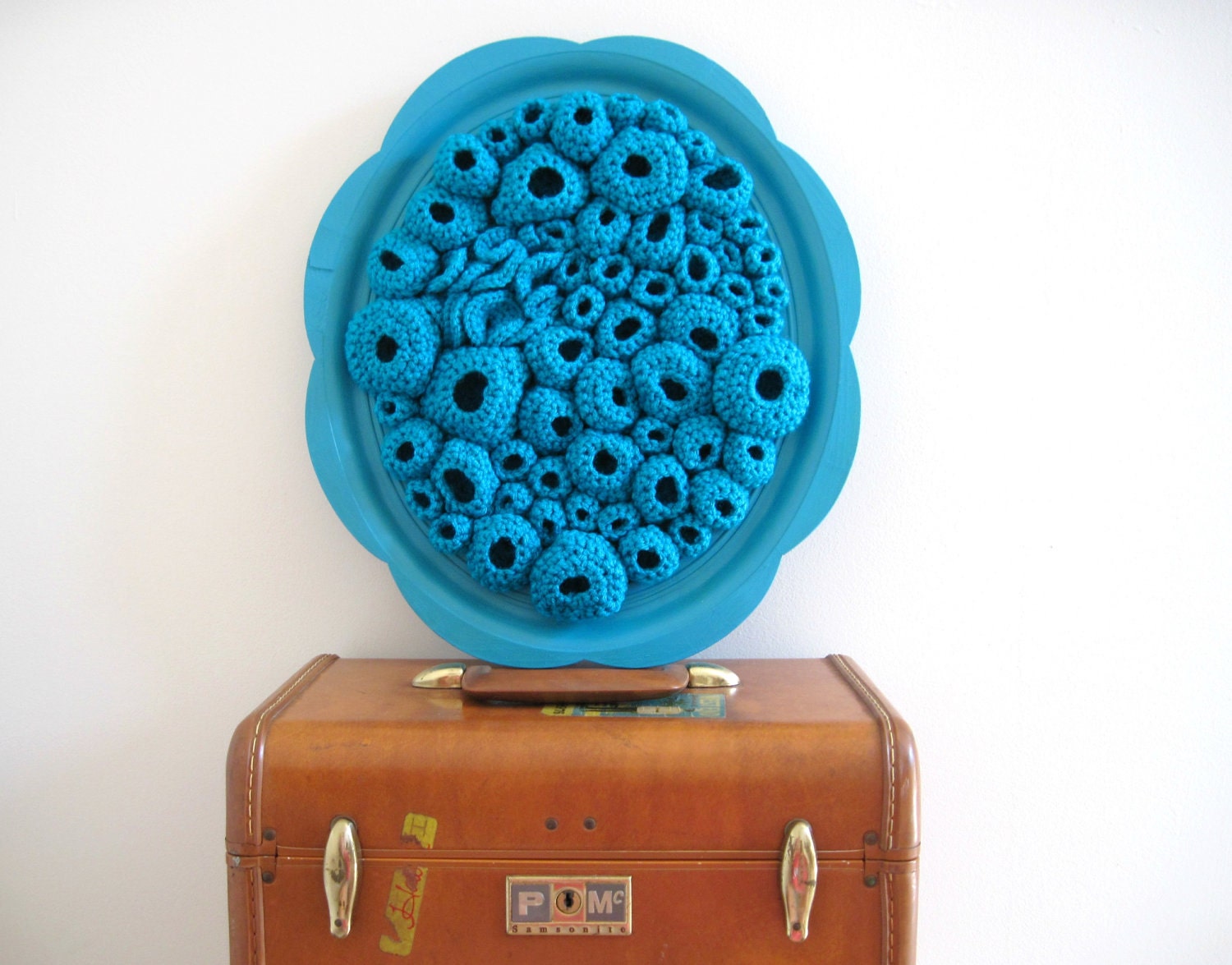 Lagoon Modern Fiber Art Soft Sculpture in Deep Turquoise Blue